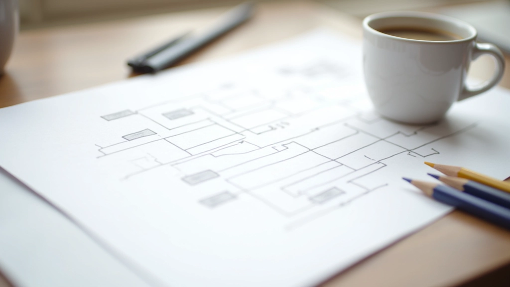 Grafico di una mappa del sito con struttura gerarchica e colori diversi che rappresentano categorie